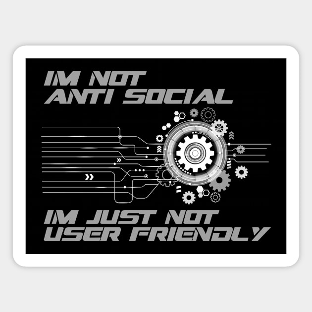 Anti Social User Coding Cogwheel Computing Programmer Magnet by Mellowdellow